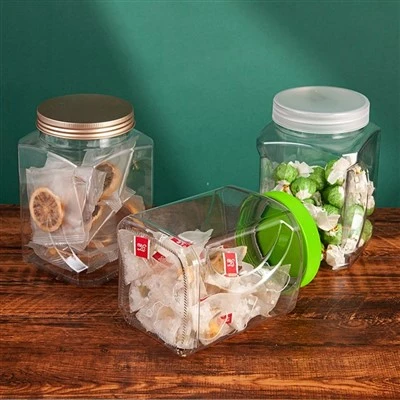 金属蓋付きプラスチック角容器